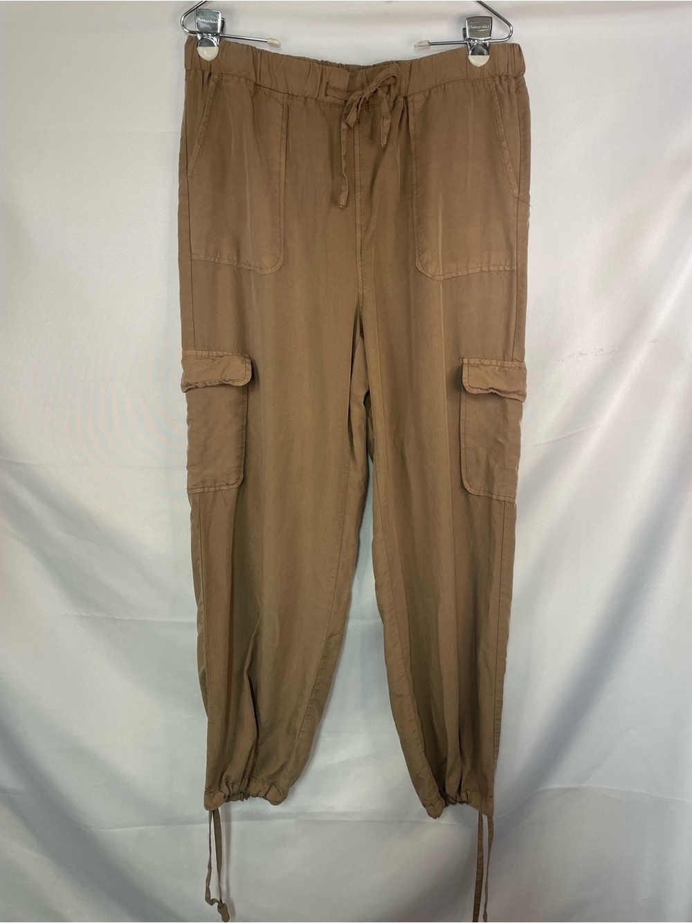 Thread & Supply relaxed fit cargo pants with pants that can tie into joggers.